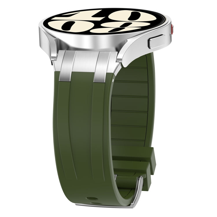 For Amazfit Active 20mm Quick Release Silver Buckle Royal Silicone Watch Band(Olive Green) - free shipping - PMC TechLife - Order now!