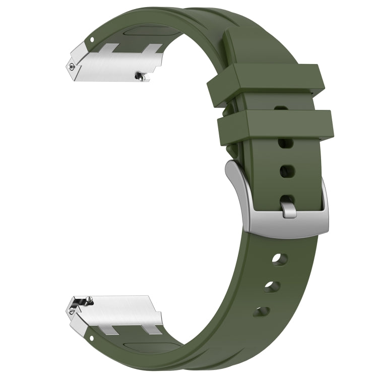 For Amazfit Active 20mm Quick Release Silver Buckle Royal Silicone Watch Band(Olive Green) - free shipping - PMC TechLife - Order now!