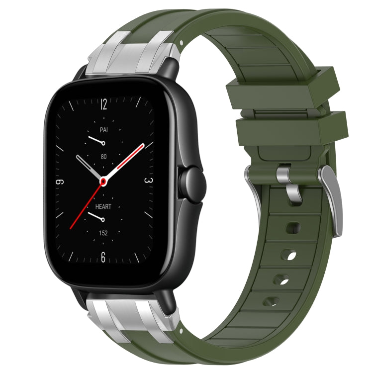 For Amazfit GTS 2e 20mm Quick Release Silver Buckle Royal Silicone Watch Band(Olive Green) - free shipping - PMC TechLife - Order now!
