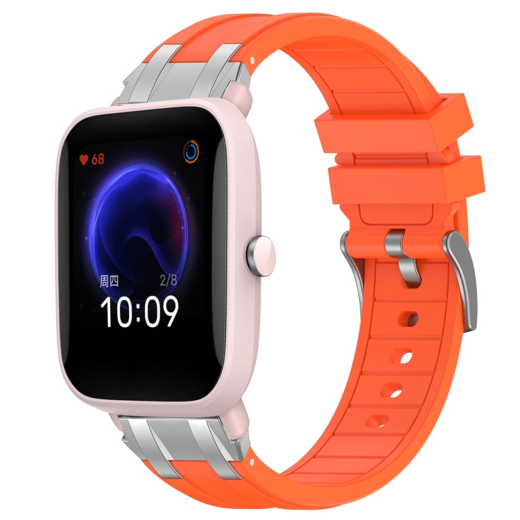 For Amazfit Pop Pro 20mm Quick Release Silver Buckle Royal Silicone Watch Band(Orange) - free shipping - PMC TechLife - Order now!