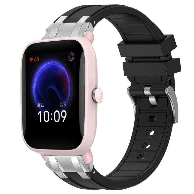 For Amazfit Pop Pro 20mm Quick Release Silver Buckle Royal Silicone Watch Band(Black) - free shipping - PMC TechLife - Order now!