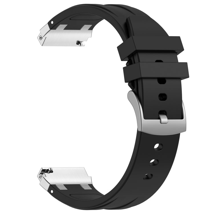 For Amazfit Pop Pro 20mm Quick Release Silver Buckle Royal Silicone Watch Band(Black) - free shipping - PMC TechLife - Order now!