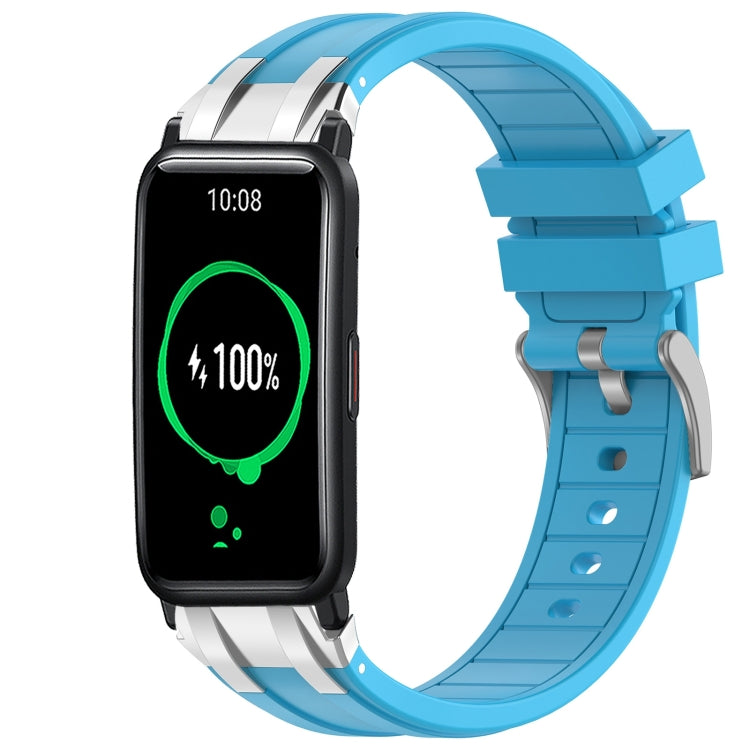 For Honor Watch ES 20mm Quick Release Silver Buckle Royal Silicone Watch Band(Sky Blue) - free shipping - PMC TechLife - Order now!