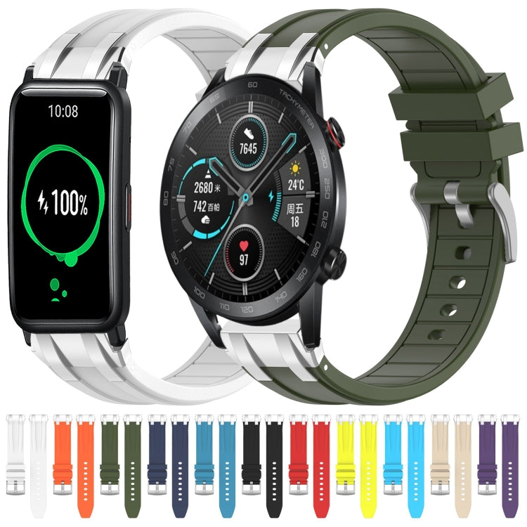 For Honor Magic Watch 2 42mm 20mm Quick Release Silver Buckle Royal Silicone Watch Band(Purple) - free shipping - PMC TechLife - Order now!