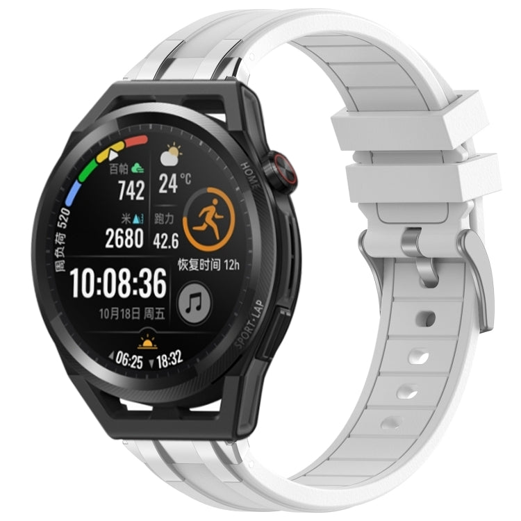 For Huawei Watch GT Runner 22mm Quick Release Silver Buckle Royal Silicone Watch Band(White) - free shipping - PMC TechLife - Order now!