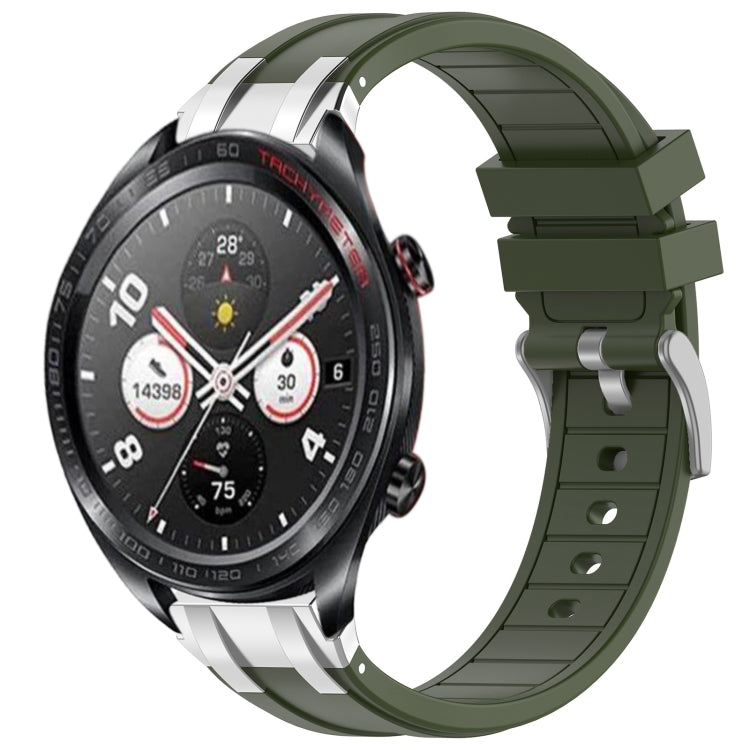 For Honor Watch Dream 22mm Quick Release Silver Buckle Royal Silicone Watch Band(Olive Green) - free shipping - PMC TechLife - Order now!