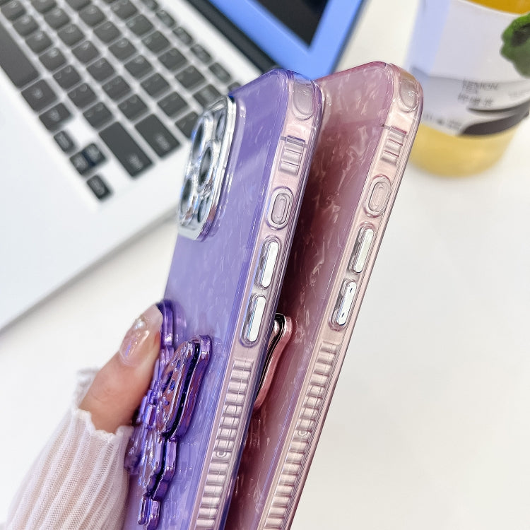 For iPhone 16 Plating Glitter Texture Butterfly Holder TPU Phone Case with Lens Film(White Tinfoil Texture) - free shipping - PMC TechLife - Order now!
