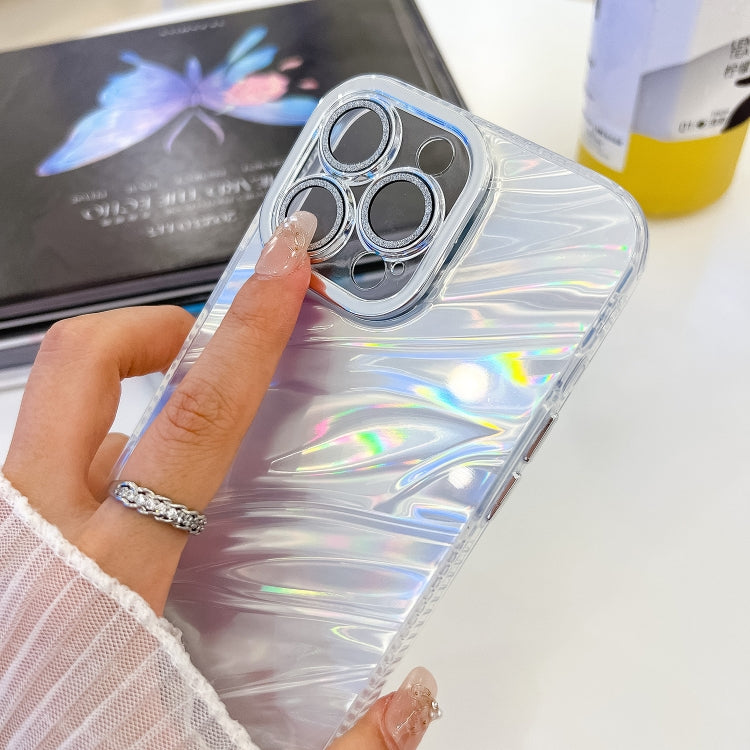 For iPhone 16e Plating Glitter Texture Chain Wristband TPU Phone Case with Lens Film(Purple Shell Pattern) - iPhone 16e Cases by PMC TechLife | Online Shopping South Africa | PMC TechLife | Buy Now Pay Later Mobicred