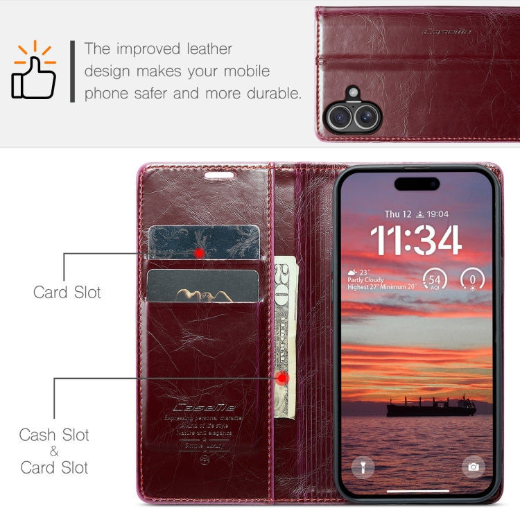 For iPhone 16 CaseMe 003 Crazy Horse Texture Flip Leather Phone Case(Red) - iPhone 16 Cases by CaseMe | Online Shopping South Africa | PMC Jewellery | Buy Now Pay Later Mobicred