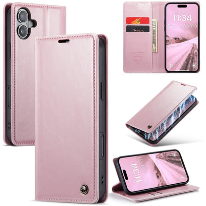 For iPhone 16 CaseMe 003 Crazy Horse Texture Flip Leather Phone Case(Pink) - iPhone 16 Cases by CaseMe | Online Shopping South Africa | PMC Jewellery | Buy Now Pay Later Mobicred