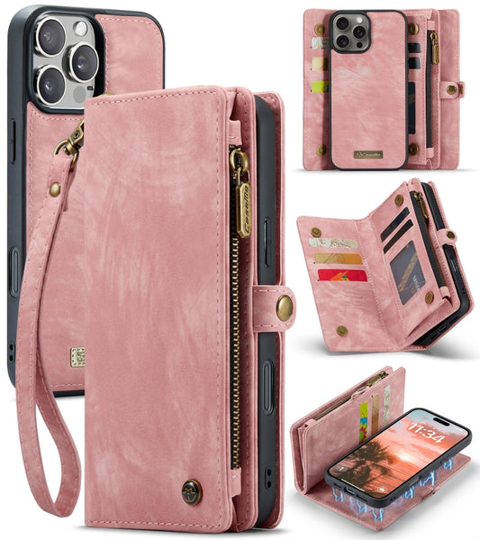 For iPhone 16 Pro Max CaseMe 008 Detachable Multifunctional Leather Phone Case(Pink) - iPhone 16 Pro Max Cases by CaseMe | Online Shopping South Africa | PMC Jewellery | Buy Now Pay Later Mobicred