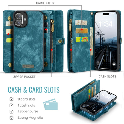 For iPhone 16 CaseMe 008 Detachable Multifunctional Leather Phone Case(Blue) - iPhone 16 Cases by CaseMe | Online Shopping South Africa | PMC Jewellery | Buy Now Pay Later Mobicred