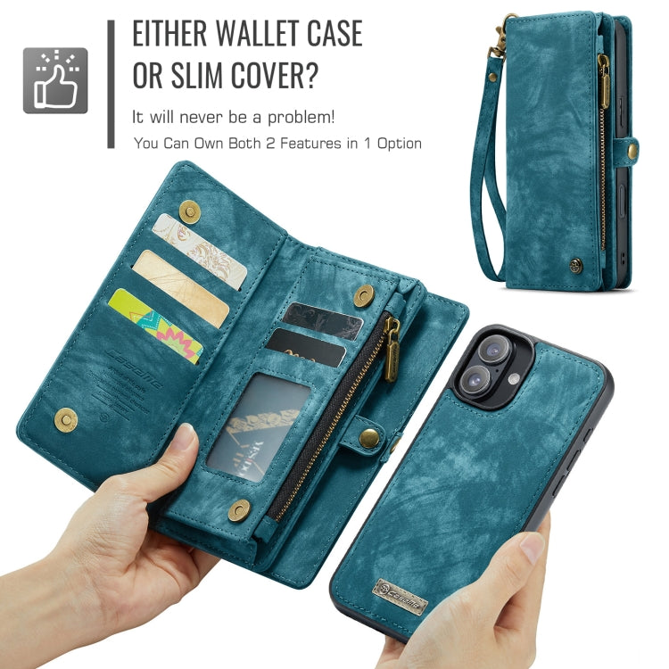 For iPhone 16 Plus CaseMe 008 Detachable Multifunctional Leather Phone Case(Blue) - iPhone 16 Plus Cases by CaseMe | Online Shopping South Africa | PMC Jewellery | Buy Now Pay Later Mobicred