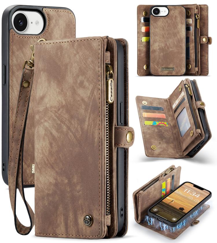 For iPhone 16e CaseMe 008 Detachable Multifunctional Leather Phone Case(Brown) - free shipping - PMC TechLife - Order now!