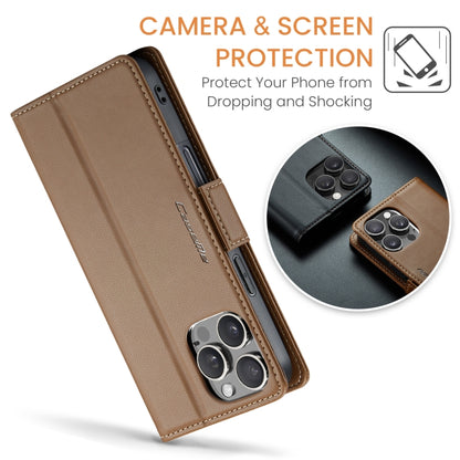 For iPhone 16 Pro Max CaseMe 023 Butterfly Buckle Litchi Texture RFID Anti-theft Leather Phone Case(Brown) - iPhone 16 Pro Max Cases by CaseMe | Online Shopping South Africa | PMC Jewellery | Buy Now Pay Later Mobicred