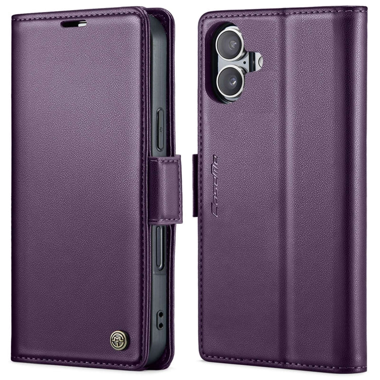 For iPhone 16 CaseMe 023 Butterfly Buckle Litchi Texture RFID Anti-theft Leather Phone Case(Purple) - iPhone 16 Cases by CaseMe | Online Shopping South Africa | PMC Jewellery | Buy Now Pay Later Mobicred