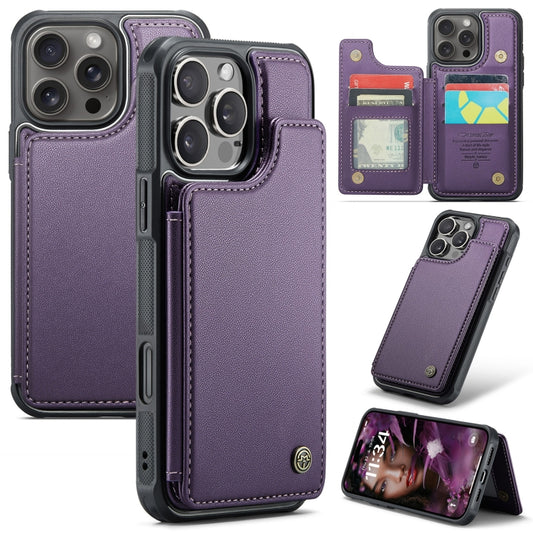 For iPhone 16 Pro Max CaseMe C22 Card Slots Holder RFID Anti-theft Phone Case(Purple) - iPhone 16 Pro Max Cases by CaseMe | Online Shopping South Africa | PMC Jewellery | Buy Now Pay Later Mobicred