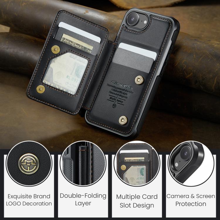 For iPhone 16e CaseMe C22 Card Slots Holder RFID Anti-theft Phone Case(Black) - free shipping - PMc TechLife - Order now!