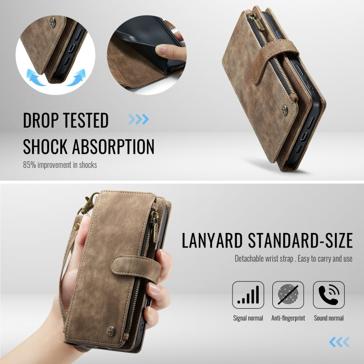 For iPhone 16 Pro CaseMe C30 Card Slots Zipper Wallet Leather Phone Case(Brown) - iPhone 16 Pro Cases by CaseMe | Online Shopping South Africa | PMC TechLife | Buy Now Pay Later Mobicred