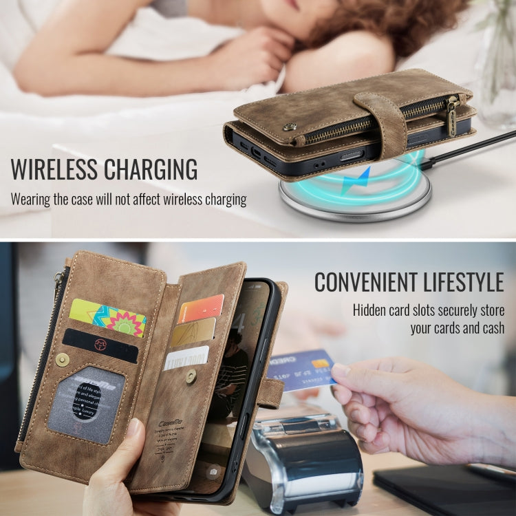 For iPhone 16 Pro CaseMe C30 Card Slots Zipper Wallet Leather Phone Case(Brown) - iPhone 16 Pro Cases by CaseMe | Online Shopping South Africa | PMC TechLife | Buy Now Pay Later Mobicred
