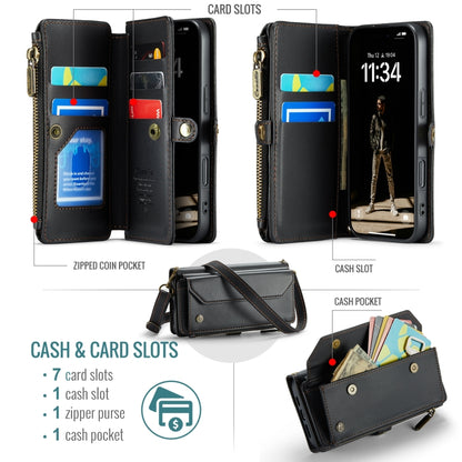 For iPhone 16 Pro CaseMe C36 Card Slots Zipper Wallet RFID Anti-theft Leather Phone Case(Black) - iPhone 16 Pro Cases by CaseMe | Online Shopping South Africa | PMC Jewellery | Buy Now Pay Later Mobicred