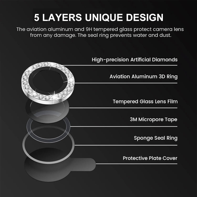 For iPhone 16 / 16 Plus ENKAY AR Anti-reflection Individual Diamond Ring Camera Lens Glass Full Film(Silver) - free shipping - PMC Jewellery - Order now!
