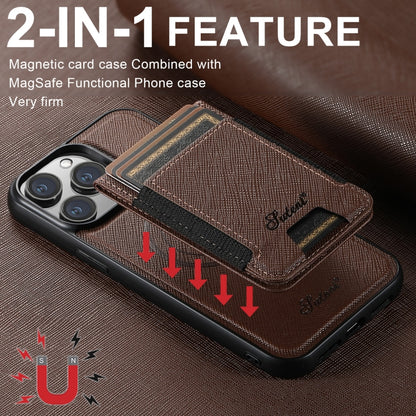 For iPhone 13 Pro Suteni H17 Cross Grain Leather MagSafe Detachable Wallet Phone Case(Brown) - iPhone 13 Pro Cases by Suteni | Online Shopping South Africa | PMC Jewellery | Buy Now Pay Later Mobicred