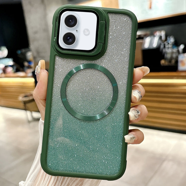 For iPhone 16 Plus CD-grain Gradient Glitter Magsafe Acrylic Hybrid TPU Phone Case(Green) - iPhone 16 Plus Cases by PMC Jewellery | Online Shopping South Africa | PMC Jewellery | Buy Now Pay Later Mobicred