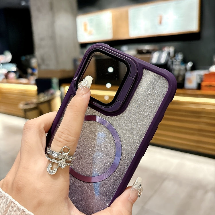 For iPhone 16 Pro CD-grain Gradient Glitter Magsafe Acrylic Hybrid TPU Phone Case(Purple) - iPhone 16 Pro Cases by PMC TechLife | Online Shopping South Africa | PMC TechLife | Buy Now Pay Later Mobicred
