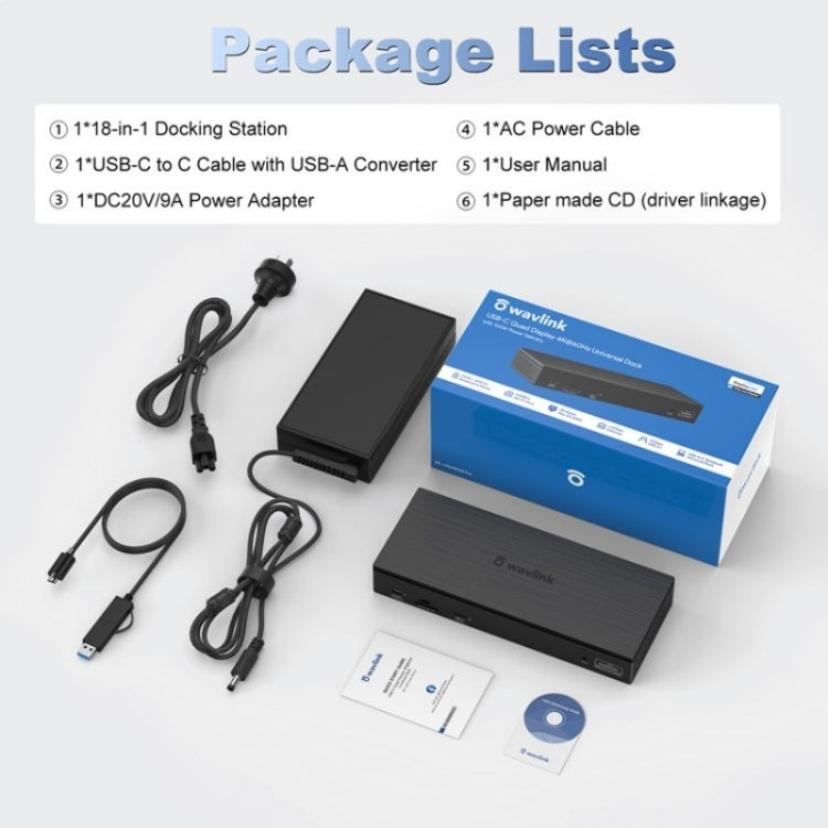 WAVLINK UG69PD8 Pro 18-in-1 DP / HD 5K Quadruple Display USB C Universal Docking Station, Plug:AU Plug - free shipping - PMc TechLife - Order now!
