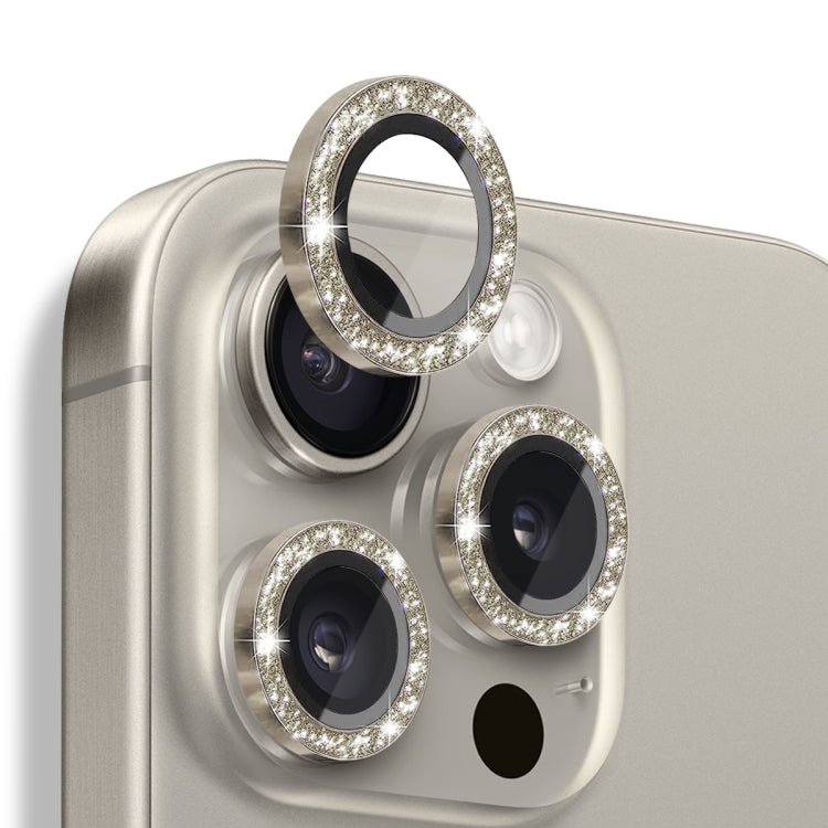 For iPhone 16 Pro / 16 Pro Max NORTHJO Glitter Camera Lens Protector Tempered Glass Metal Ring Film(Natural) - free shipping - PMC Jewellery - Order now!