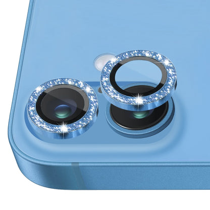 For iPhone 16 / 16 Plus NORTHJO Glitter Camera Lens Protector Tempered Glass Metal Ring Film(Blue) - iPhone 16 Tempered Glass by NORTHJO | Online Shopping South Africa | PMC Jewellery | Buy Now Pay Later Mobicred