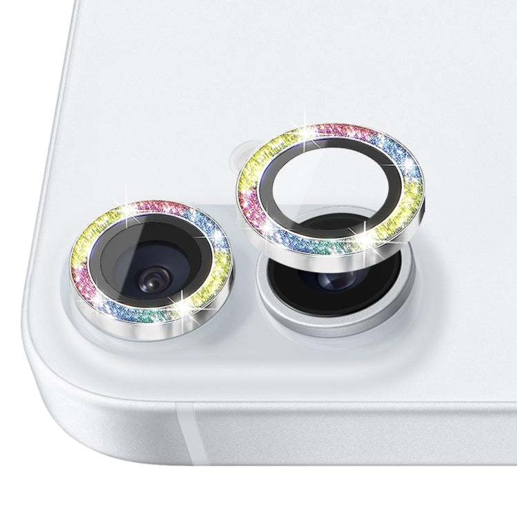 For iPhone 16 / 16 Plus NORTHJO Glitter Camera Lens Protector Tempered Glass Metal Ring Film(Colorful) - iPhone 16 Tempered Glass by NORTHJO | Online Shopping South Africa | PMC Jewellery | Buy Now Pay Later Mobicred