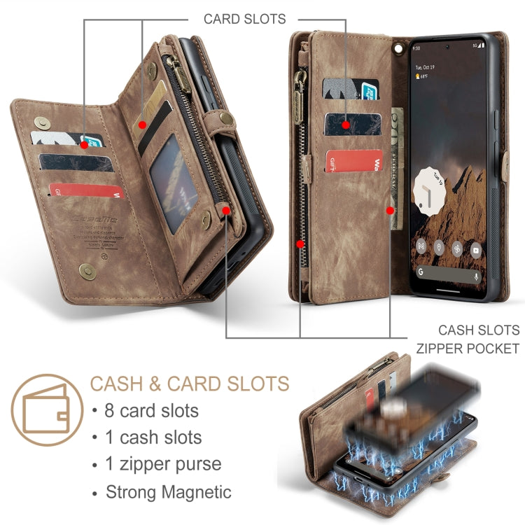 For Google Pixel 9 Pro XL CaseMe 008 Detachable Multifunctional Leather Phone Case(Brown) - free shipping - PMC Jewellery - Order now!