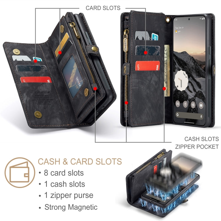 For Google Pixel 9 Pro XL CaseMe 008 Detachable Multifunctional Leather Phone Case(Black) - free shipping - PMC Jewellery - Order now!