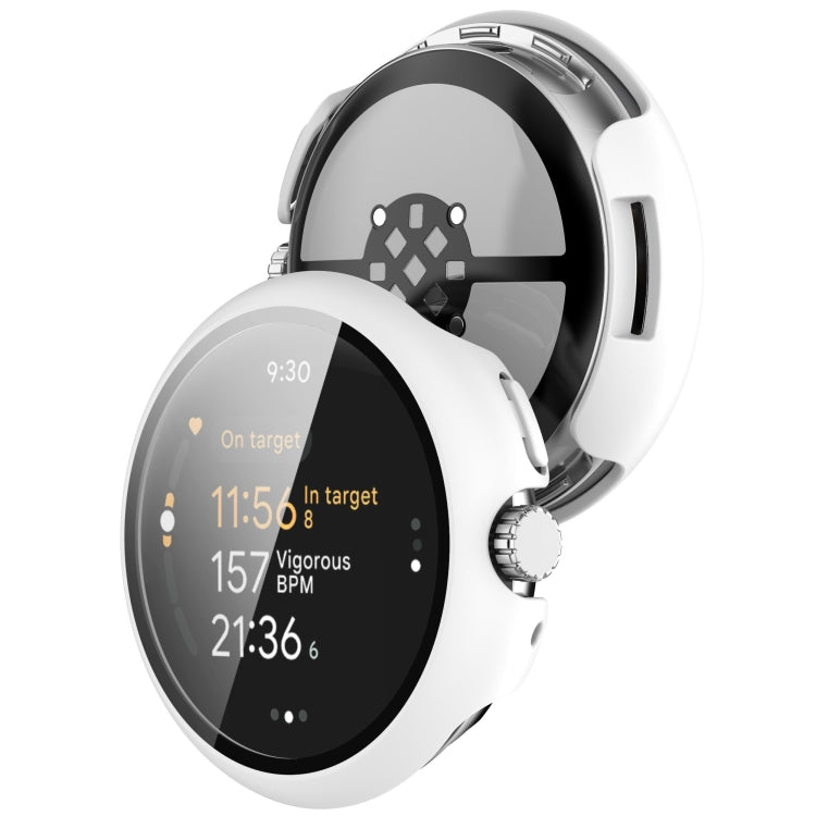For Google Pixel Watch 3 41mm PC + Tempered Film Integrated Watch Protective Case(White) - Watch Cases by PMC TechLife | Online Shopping South Africa | PMC TechLife | Buy Now Pay Later Mobicred
