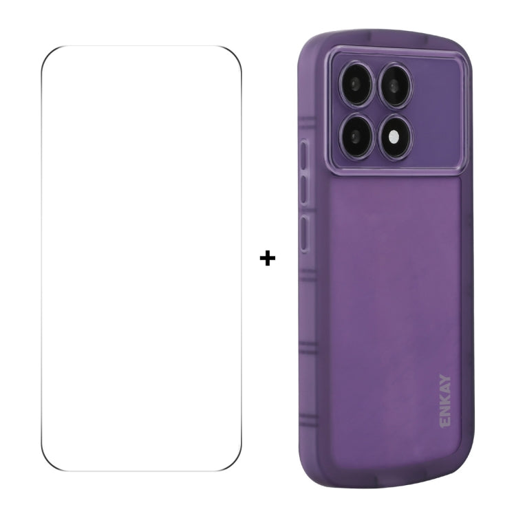 For Redmi K70 / K70 Pro ENKAY Hat-Prince Translucent Matte TPU Phone Case + 9H Big Arc Edge Glass Film(Purple) - K70 Pro Cases by ENKAY | Online Shopping South Africa | PMC Jewellery | Buy Now Pay Later Mobicred