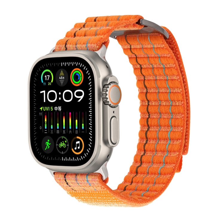 For Apple Watch Ultra 49mm Two Sections Nylon Hook and Loop Fastener Watch Band(Vibrant Orange) - Watch Bands by PMC Jewellery | Online Shopping South Africa | PMC Jewellery | Buy Now Pay Later Mobicred