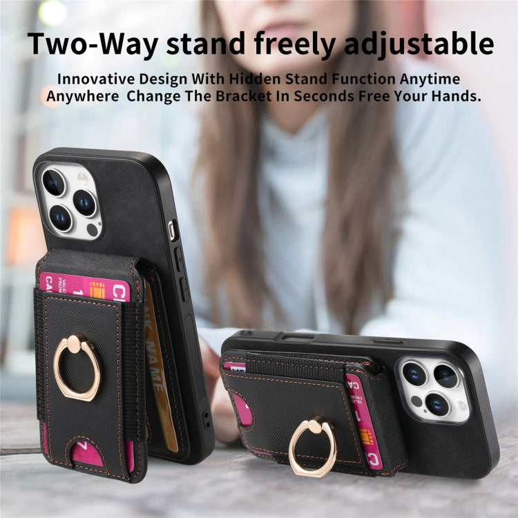 For iPhone 16 Pro Retro Splitable Magnetic Stand Card Bag Leather Phone Case(Black) - iPhone 16 Pro Cases by PMC Jewellery | Online Shopping South Africa | PMC Jewellery | Buy Now Pay Later Mobicred