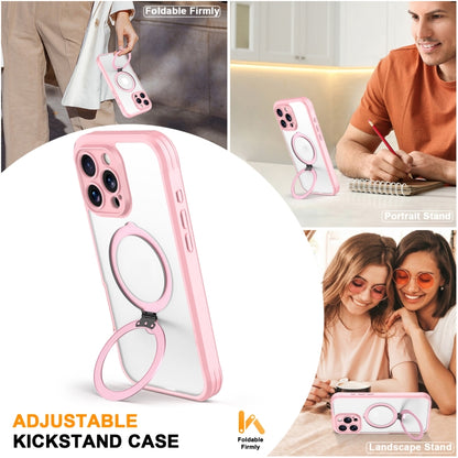 For iPhone 16 Pro Max Skin Feel MagSafe Holder 360 Full Body Phone Case(Pink) - iPhone 16 Pro Max Cases by PMC Jewellery | Online Shopping South Africa | PMC Jewellery | Buy Now Pay Later Mobicred