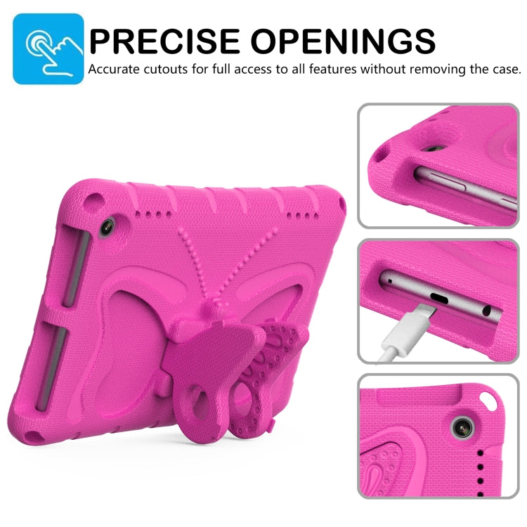For Amazon Kindle Fire HD8 /8 Plus 2020/2022 Butterfly Bracket EVA Shockproof Tablet Case(Rose Red) - Amazon by PMC TechLife | Online Shopping South Africa | PMC TechLife | Buy Now Pay Later Mobicred