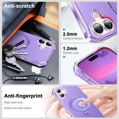 For iPhone 16 Solid Color Wave MagSafe Holder Phone Case(Purple) - iPhone 16 Cases by PMC Jewellery | Online Shopping South Africa | PMC Jewellery | Buy Now Pay Later Mobicred