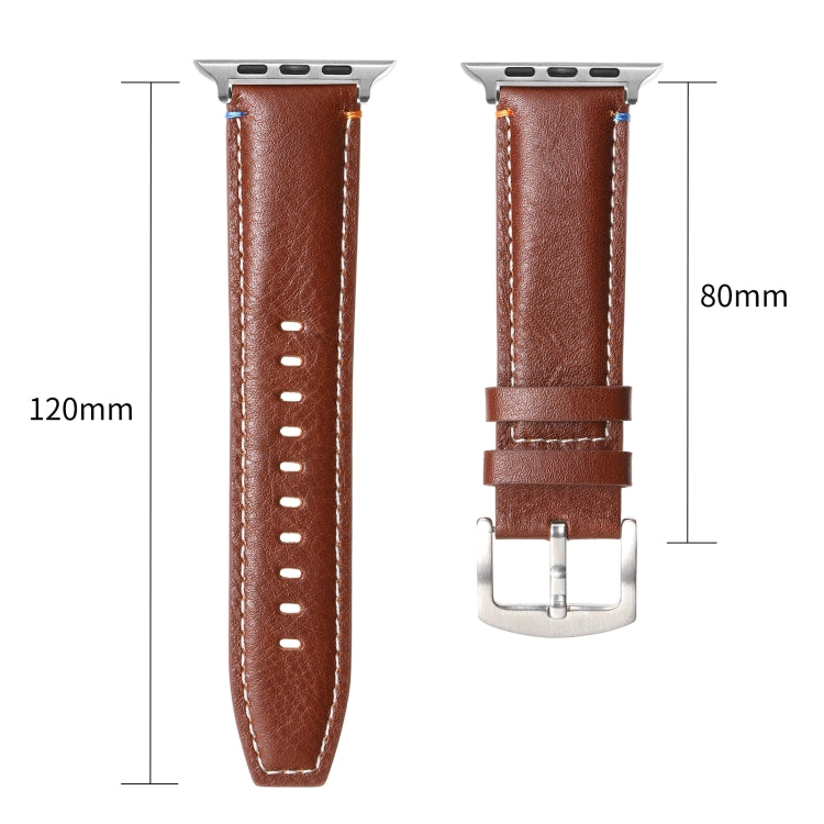 Stitched Genuine Leather Watch Band For Apple Watch 46mm / 49mm / 45mm / 44mm(Pull Up Leather Black) - Watch Bands by PMC TechLife | Online Shopping South Africa | PMC TechLife | Buy Now Pay Later Mobicred