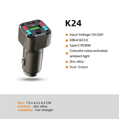 K24 Dual Ports Car Charging Adapter Car Charger PD 30W QC 3.0 Super Charger - Car Charger by PMC Jewellery | Online Shopping South Africa | PMC Jewellery | Buy Now Pay Later Mobicred