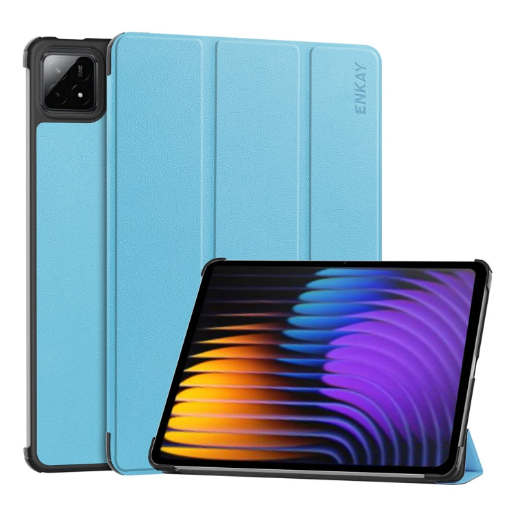 For Xiaomi Pad 7 / 7 Pro 11.2 ENKAY Tri-fold Custer Texture Leather Smart Tablet Case(Light Blue) - free shipping - PMc TechLife - Order now!
