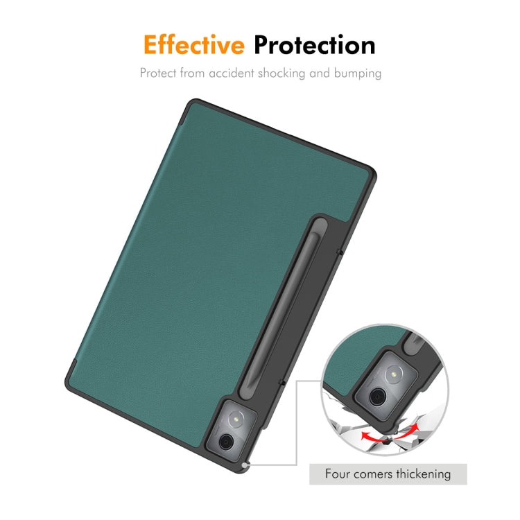 For Lenovo Xiaoxin Pad Pro 12.7 2025 ENKAY Tri-fold Custer Texture Platic Leather Smart Tablet Case(Dark Blue) - free shipping - PMC TechLife - Order now!