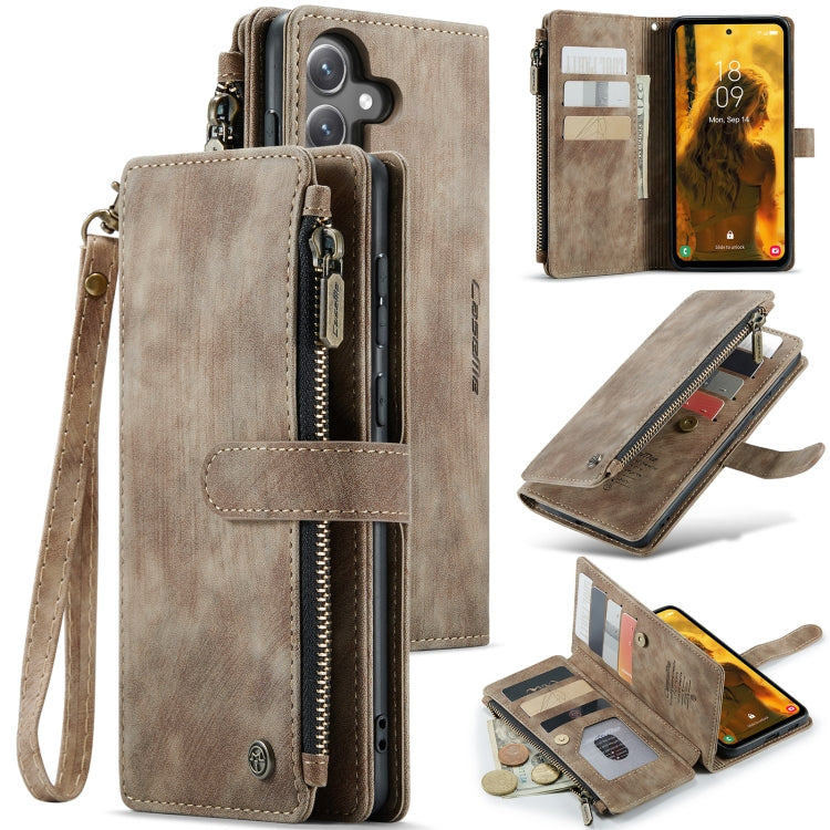 For Samsung Galaxy S24 FE 5G CaseMe C30 Card Slots Zipper Wallet Leather Phone Case(Brown) - Galaxy S24 FE 5G Cases by CaseMe | Online Shopping South Africa | PMC Jewellery | Buy Now Pay Later Mobicred