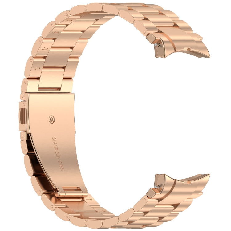 For Samsung Galaxy Watch FE 40mm Three Beads Button Quick Release Metal Watch Band(Rose Gold) - free shipping - PMC TechLife - Order now!