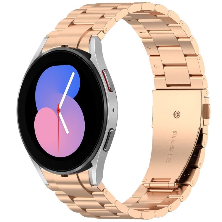 For Samsung Galaxy Watch 5 40 / 44mm Three Beads Button Quick Release Metal Watch Band(Rose Gold) - free shipping - PMC TechLife - Order now!