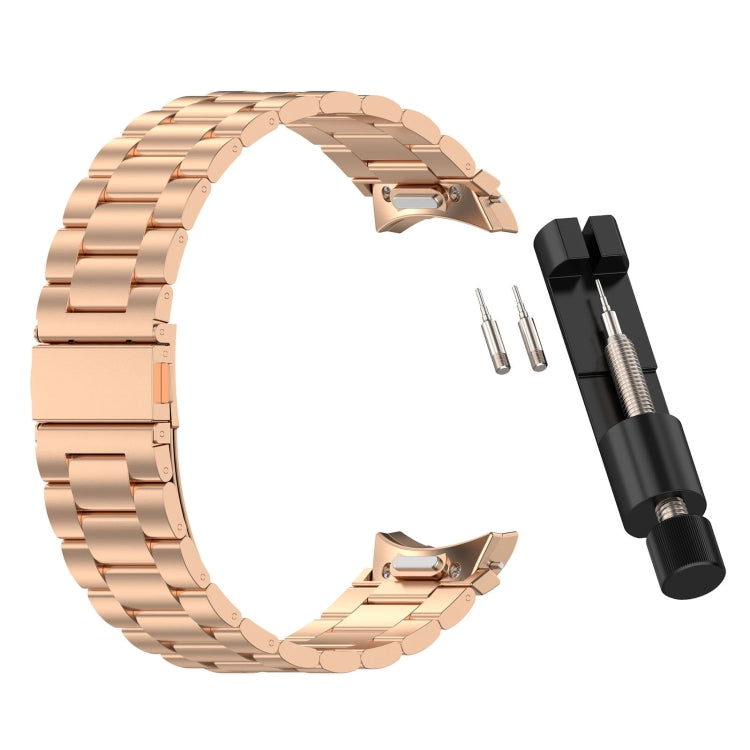 For Samsung Galaxy Watch 5 Pro Three Beads Button Quick Release Metal Watch Band(Rose Gold) - free shipping - PMC TechLife - Order now!